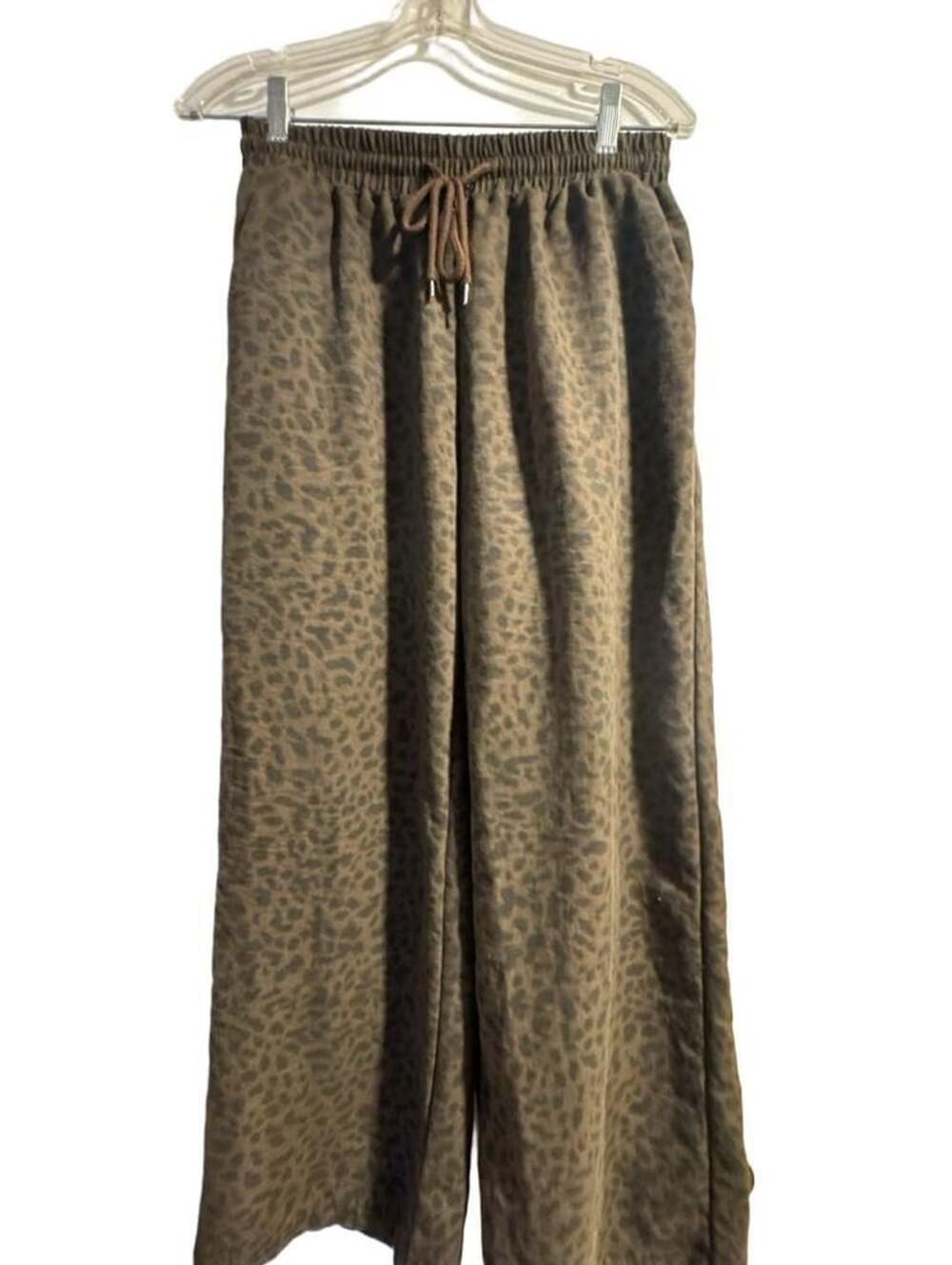 Women's Leopard Print Casual Streetwear Wide Leg Elastic Drawstring Pants